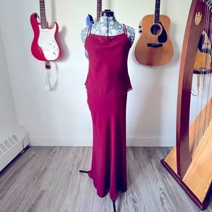 90s Vintage Chiffon Cami and Skirt Set Sz L